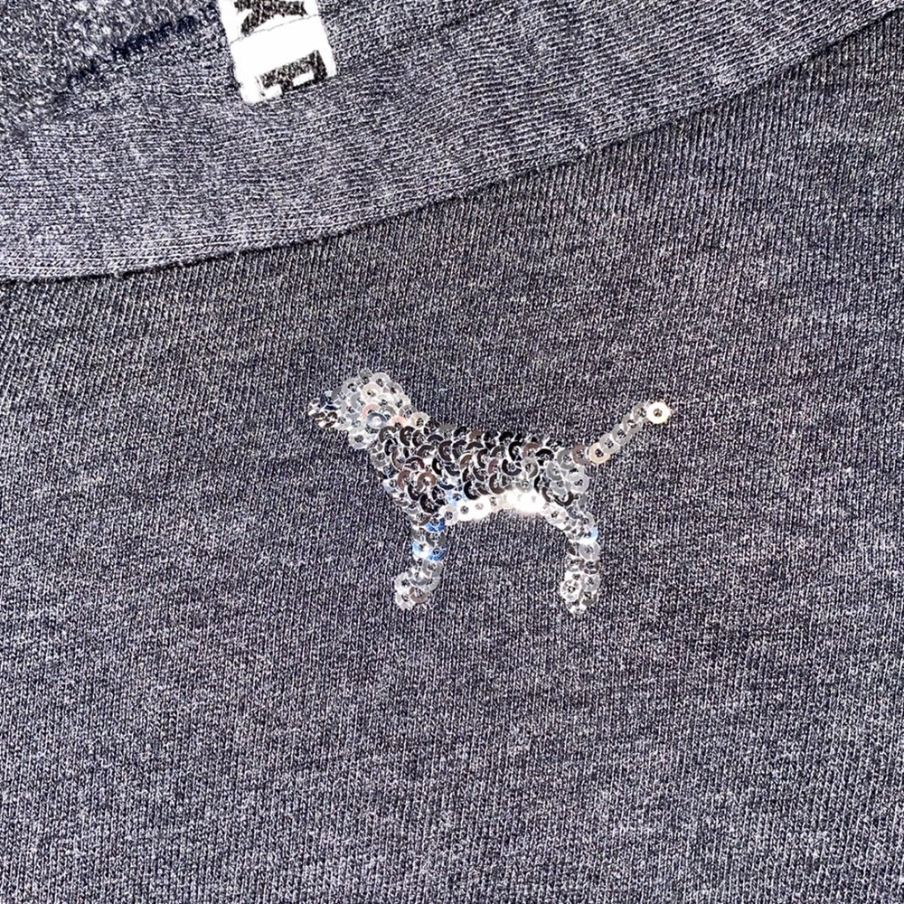 Victoria’s Secret PINK Dark Gray w/ Silver Sequin Bling Sweater. - Picture 8 of 12